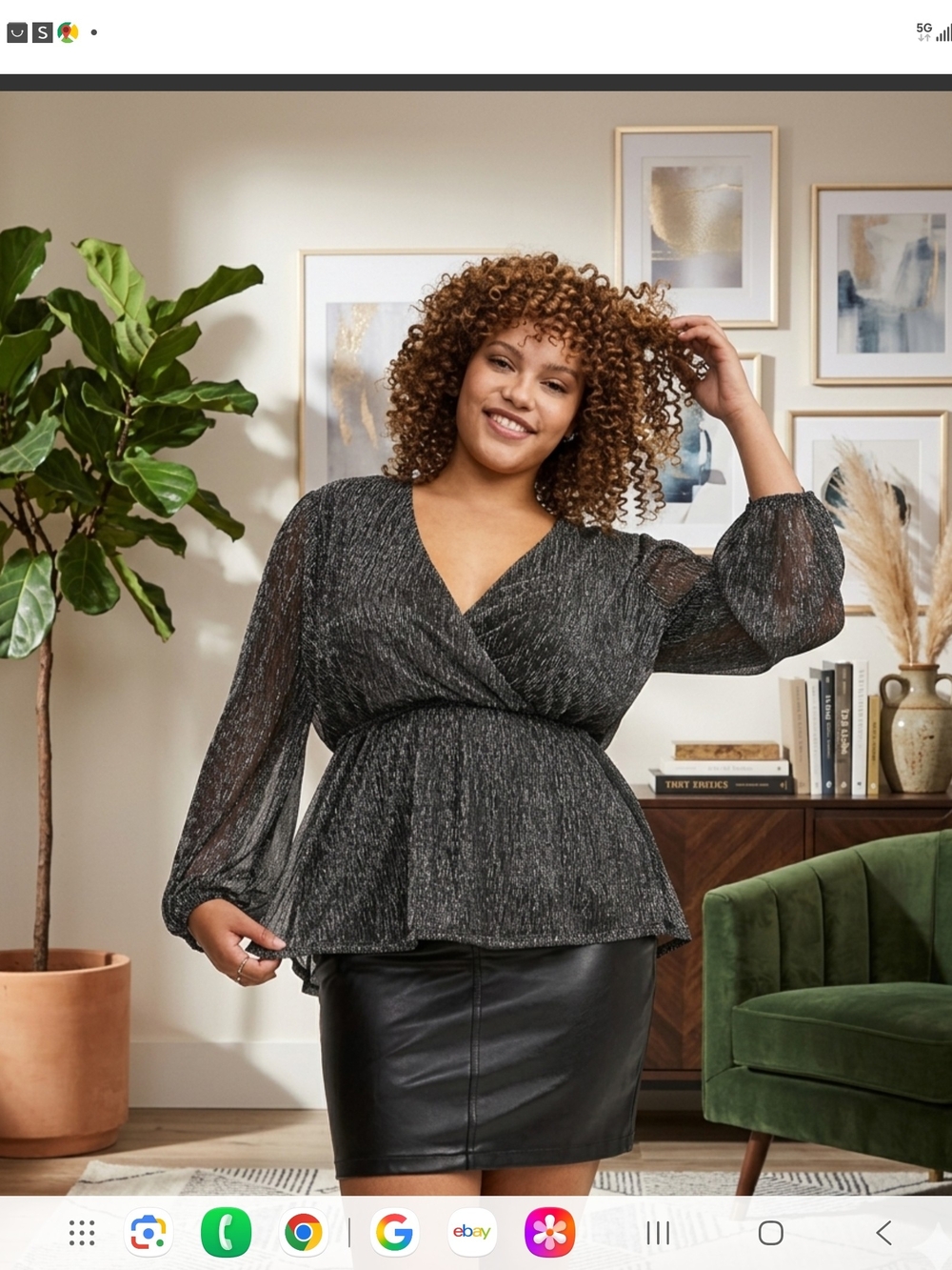 torrid Black Metallic Wrap Peplum Blouse